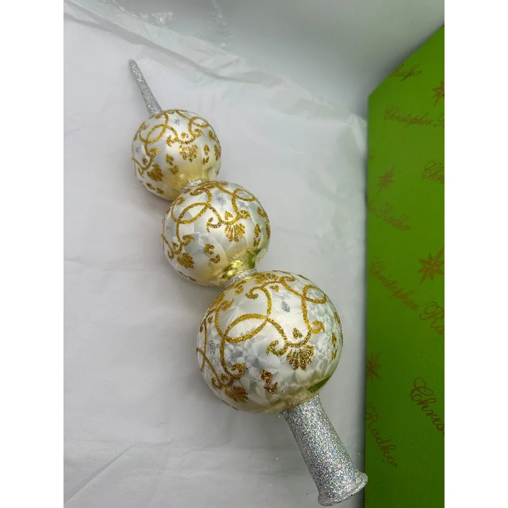 Christopher Radko White‎ Fascination Finial Tree Topper 1012614 16.5